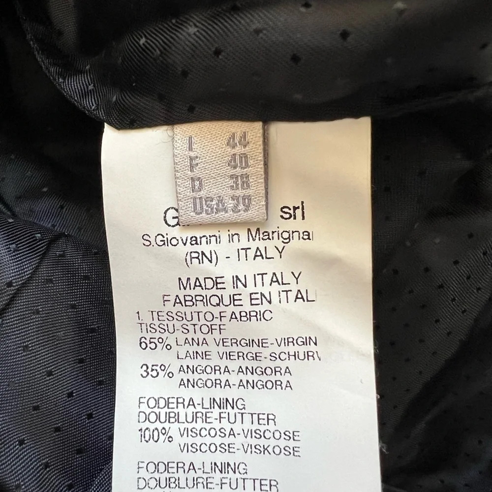 Marithe Francois Girbaud Angora Virgin Wool Double Breasted Black Coat Size 8 - Picture 10 of 10